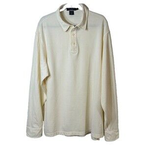 Daniel Cremieux Shirt Men’s Sz XXL Cream Polo Tailored Fit Embroidered Logo Long